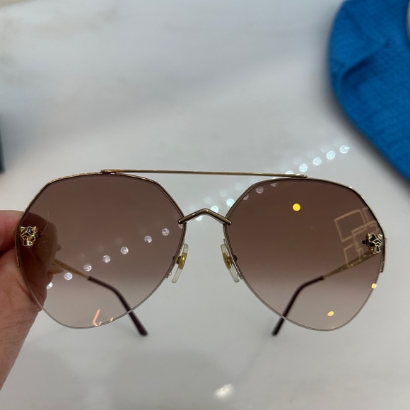 Cartier Gold Frame Sunglasses with Brown Gradient Lenses main image 6